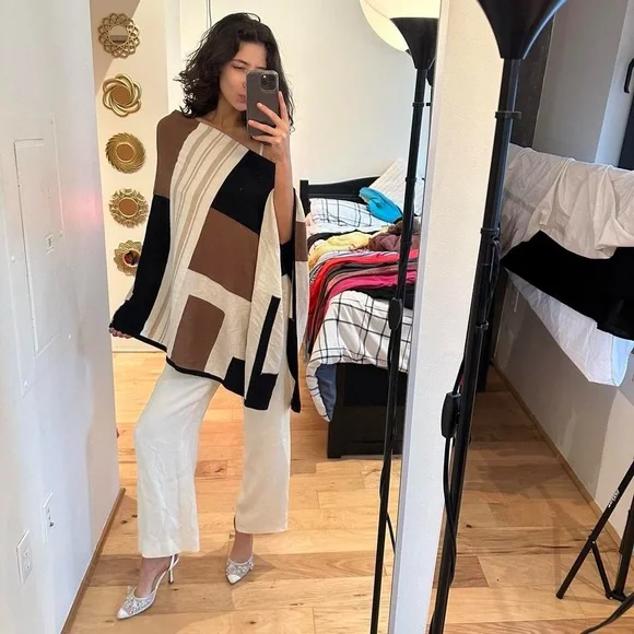 Charter Club Brown and Black Poncho - Picture 1 of 4